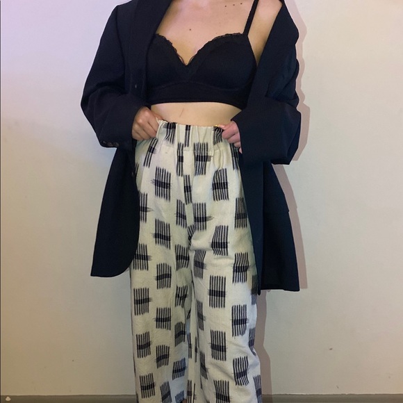 Vintage Pants - Beige and black wide pants